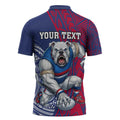 Personalised Western Bulldogs Mascot Zipper Polo Shirt Polynesian Tribal Pattern Bold Bulldog Football
