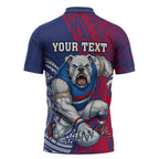Personalised Western Bulldogs Mascot Zipper Polo Shirt Polynesian Tribal Pattern Bold Bulldog Football