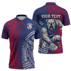 Personalised Western Bulldogs Mascot Zipper Polo Shirt Polynesian Tribal Pattern Bold Bulldog Football