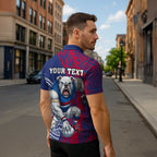 Personalised Western Bulldogs Mascot Zipper Polo Shirt Polynesian Tribal Pattern Bold Bulldog Football