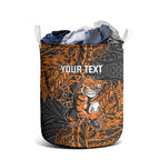 Personalized Wests Tigers Rugby Laundry Basket Polynesian Tribal Tiger Warrior - Orange Black Art