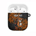 Personalized Wests Tigers Rugby AirPods Case Polynesian Tribal Tiger Warrior - Orange Black Art