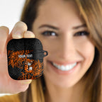 Personalized Wests Tigers Rugby AirPods Case Polynesian Tribal Tiger Warrior - Orange Black Art