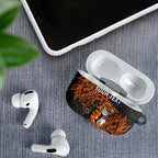Personalized Wests Tigers Rugby AirPods Case Polynesian Tribal Tiger Warrior - Orange Black Art