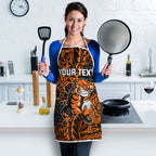 Personalized Wests Tigers Rugby Apron Polynesian Tribal Tiger Warrior - Orange Black Art