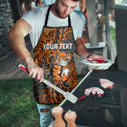 Personalized Wests Tigers Rugby Apron Polynesian Tribal Tiger Warrior - Orange Black Art
