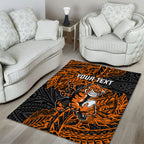 Personalized Wests Tigers Rugby Area Rug Polynesian Tribal Tiger Warrior - Orange Black Art