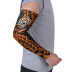 Personalized Wests Tigers Rugby Arm Sleeves Polynesian Tribal Tiger Warrior - Orange Black Art