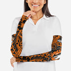 Personalized Wests Tigers Rugby Arm Sleeves Polynesian Tribal Tiger Warrior - Orange Black Art