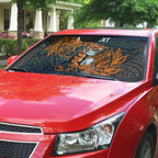 Personalized Wests Tigers Rugby Auto Sun Shade Polynesian Tribal Tiger Warrior - Orange Black Art