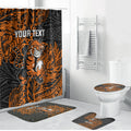 Personalized Wests Tigers Rugby Bathroom Set Polynesian Tribal Tiger Warrior - Orange Black Art