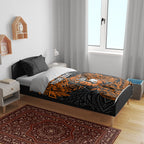 Personalized Wests Tigers Rugby Bedding Set Polynesian Tribal Tiger Warrior - Orange Black Art