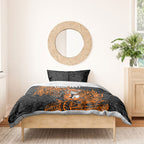 Personalized Wests Tigers Rugby Bedding Set Polynesian Tribal Tiger Warrior - Orange Black Art