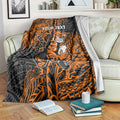 Personalized Wests Tigers Rugby Blanket Polynesian Tribal Tiger Warrior - Orange Black Art
