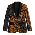 Personalized Wests Tigers Rugby Blazer Polynesian Tribal Tiger Warrior - Orange Black Art