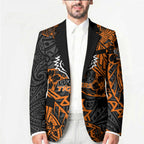 Personalized Wests Tigers Rugby Blazer Polynesian Tribal Tiger Warrior - Orange Black Art