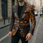 Personalized Wests Tigers Rugby Blazer Polynesian Tribal Tiger Warrior - Orange Black Art