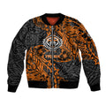 Personalized Wests Tigers Rugby Bomber Jacket Polynesian Tribal Tiger Warrior - Orange Black Art