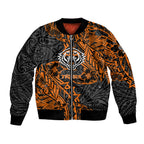 Personalized Wests Tigers Rugby Bomber Jacket Polynesian Tribal Tiger Warrior - Orange Black Art