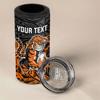 Personalized Wests Tigers Rugby 4 in 1 Can Cooler Tumbler Polynesian Tribal Tiger Warrior - Orange Black Art
