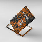 Personalized Wests Tigers Rugby Canvas Wall Art Polynesian Tribal Tiger Warrior - Orange Black Art
