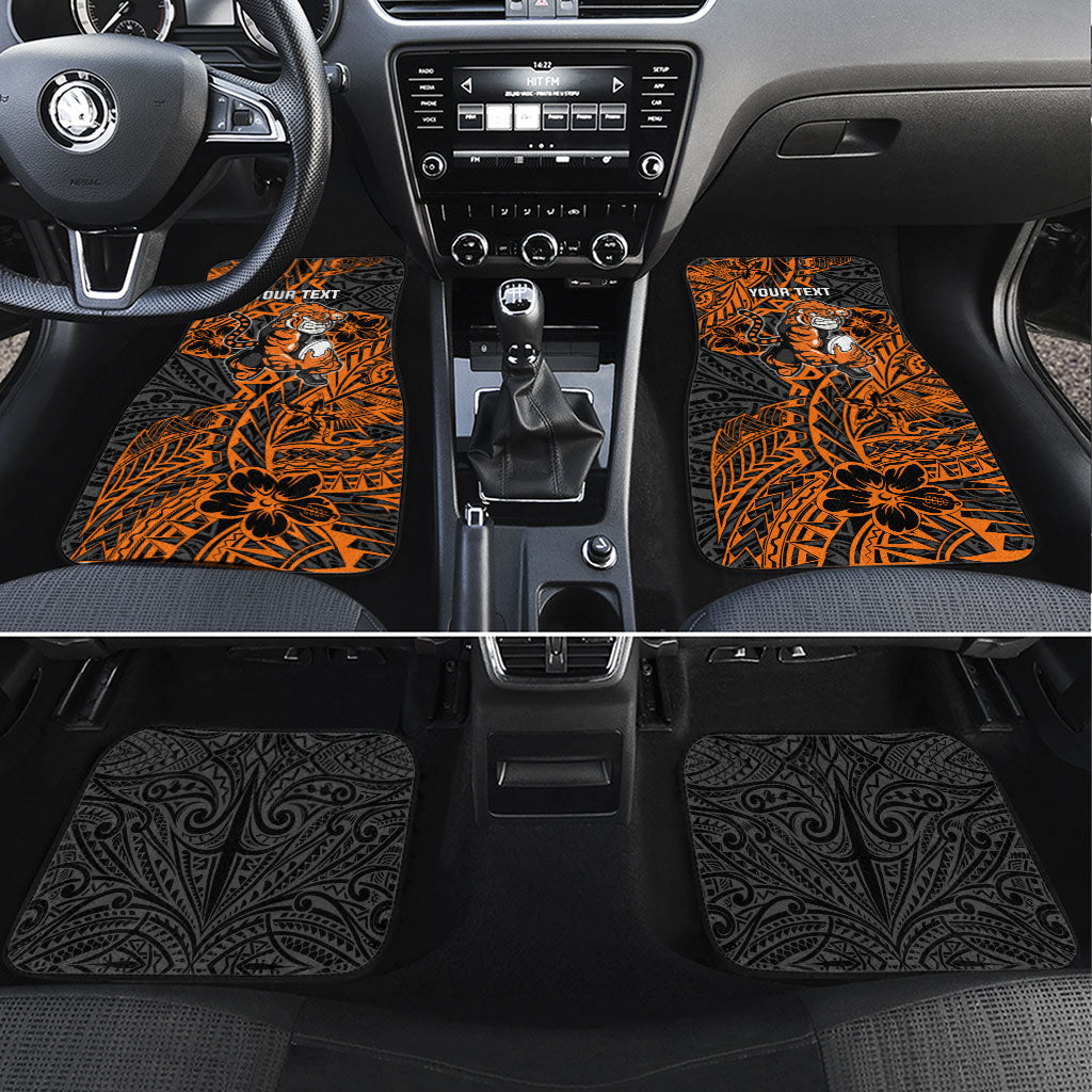 Personalized Wests Tigers Rugby Car Mats Polynesian Tribal Tiger Warrior - Orange Black Art