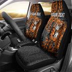 Personalized Wests Tigers Rugby Car Seat Cover Polynesian Tribal Tiger Warrior - Orange Black Art