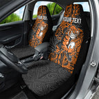 Personalized Wests Tigers Rugby Car Seat Cover Polynesian Tribal Tiger Warrior - Orange Black Art