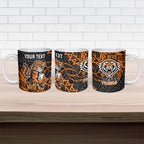 Personalized Wests Tigers Rugby Ceramic Mug Polynesian Tribal Tiger Warrior - Orange Black Art