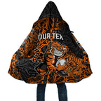 Personalized Wests Tigers Rugby Cloak Polynesian Tribal Tiger Warrior - Orange Black Art
