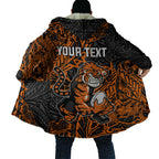 Personalized Wests Tigers Rugby Cloak Polynesian Tribal Tiger Warrior - Orange Black Art