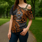 Personalized Wests Tigers Rugby Cross Shoulder Shirt Polynesian Tribal Tiger Warrior - Orange Black Art