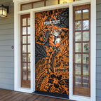 Personalized Wests Tigers Rugby Door Cover Polynesian Tribal Tiger Warrior - Orange Black Art