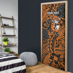 Personalized Wests Tigers Rugby Door Cover Polynesian Tribal Tiger Warrior - Orange Black Art