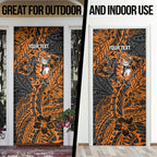 Personalized Wests Tigers Rugby Door Cover Polynesian Tribal Tiger Warrior - Orange Black Art