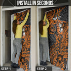 Personalized Wests Tigers Rugby Door Cover Polynesian Tribal Tiger Warrior - Orange Black Art