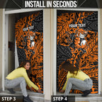 Personalized Wests Tigers Rugby Door Cover Polynesian Tribal Tiger Warrior - Orange Black Art