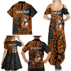 Personalized Wests Tigers Rugby Family Matching Summer Maxi Dress and Hawaiian Shirt Polynesian Tribal Tiger Warrior - Orange Black Art