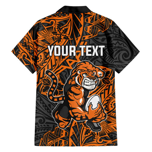 Personalized Wests Tigers Rugby Family Matching Summer Maxi Dress and Hawaiian Shirt Polynesian Tribal Tiger Warrior - Orange Black Art
