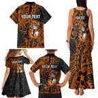 Personalized Wests Tigers Rugby Family Matching Tank Maxi Dress and Hawaiian Shirt Polynesian Tribal Tiger Warrior - Orange Black Art