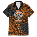 Personalized Wests Tigers Rugby Family Matching Tank Maxi Dress and Hawaiian Shirt Polynesian Tribal Tiger Warrior - Orange Black Art