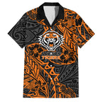 Personalized Wests Tigers Rugby Family Matching Tank Maxi Dress and Hawaiian Shirt Polynesian Tribal Tiger Warrior - Orange Black Art