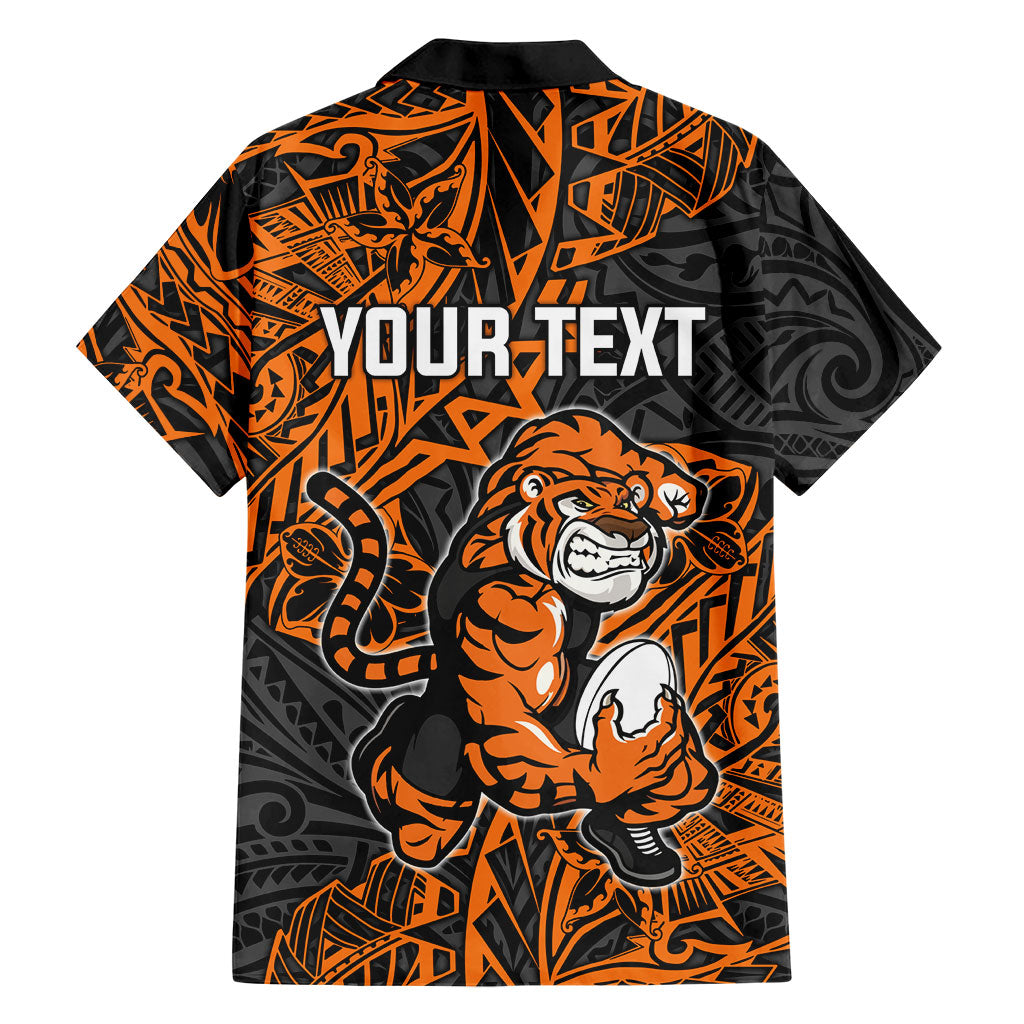 Personalized Wests Tigers Rugby Family Matching Tank Maxi Dress and Hawaiian Shirt Polynesian Tribal Tiger Warrior - Orange Black Art