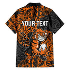 Personalized Wests Tigers Rugby Family Matching Tank Maxi Dress and Hawaiian Shirt Polynesian Tribal Tiger Warrior - Orange Black Art