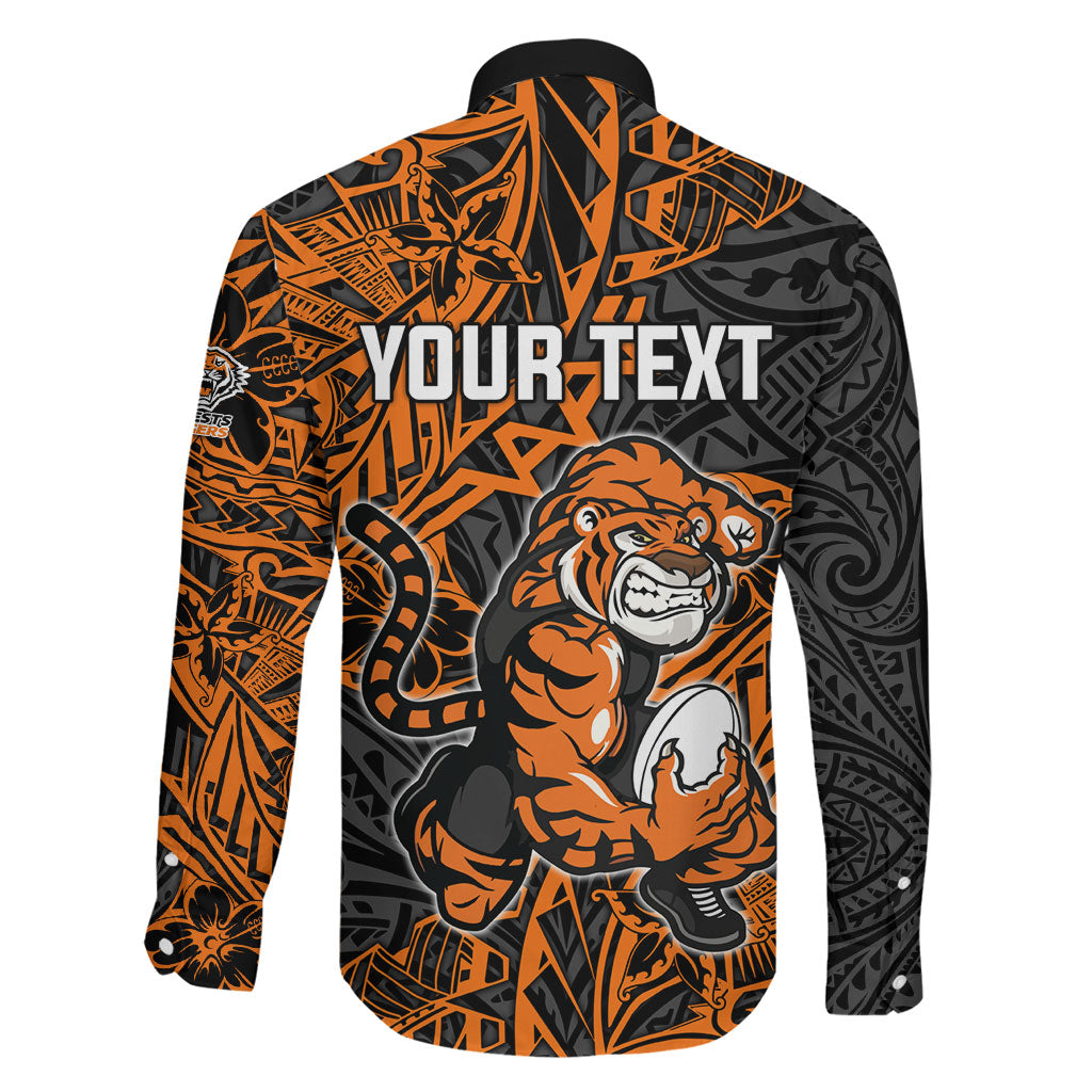 Personalized Wests Tigers Rugby Family Matching Tank Maxi Dress and Hawaiian Shirt Polynesian Tribal Tiger Warrior - Orange Black Art