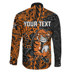 Personalized Wests Tigers Rugby Family Matching Tank Maxi Dress and Hawaiian Shirt Polynesian Tribal Tiger Warrior - Orange Black Art