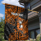 Personalized Wests Tigers Rugby Garden Flag Polynesian Tribal Tiger Warrior - Orange Black Art