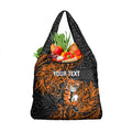 Personalized Wests Tigers Rugby Grocery Bag Polynesian Tribal Tiger Warrior - Orange Black Art