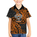 Personalized Wests Tigers Rugby Kid Hawaiian Shirt Polynesian Tribal Tiger Warrior - Orange Black Art