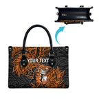 Personalized Wests Tigers Rugby Leather Bag Polynesian Tribal Tiger Warrior - Orange Black Art